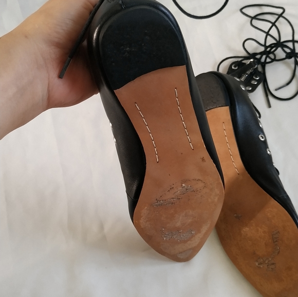 Zara Black lace Up shoes leather flats balet Bloggers Favourite Ballerina - Picture 2 of 11